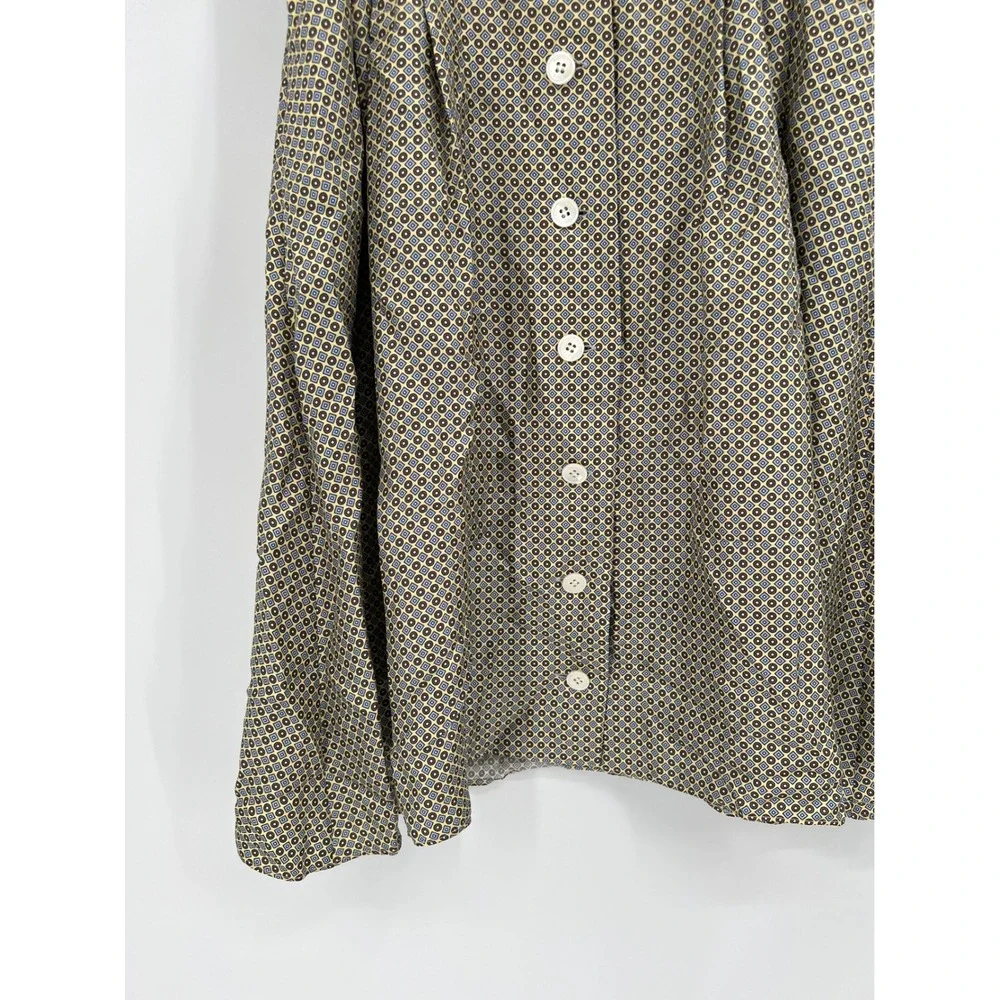 Michael Kors Collection Silk Shirt Dress Geometric Print Made in Italy Yellow 4
